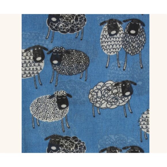 Sketched Sheep Motif Scarf Blue | Erin Knitwear - Picture 2 of 7